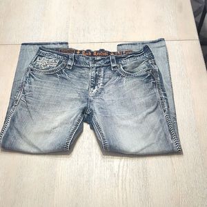 Buckle Rock Revival cresmont straight leg blue jeans
